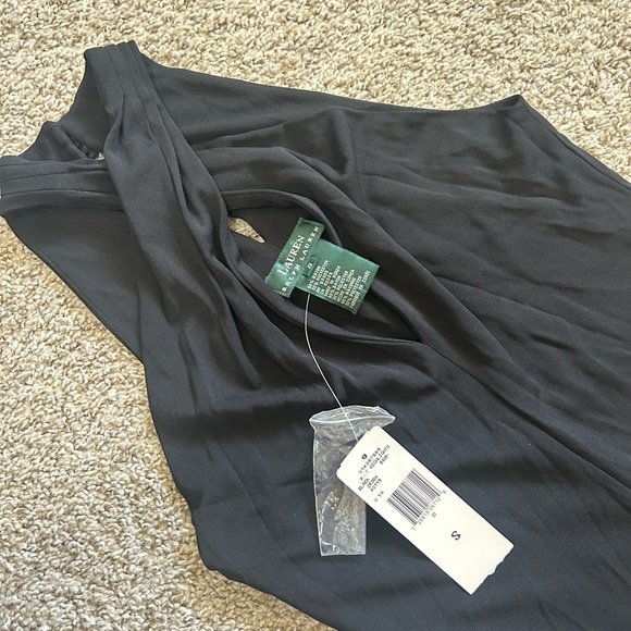 NWT Lauren Ralph Lauren Black Halter Sheath Dress Crisscross Size Small Women's - Picture 6 of 8